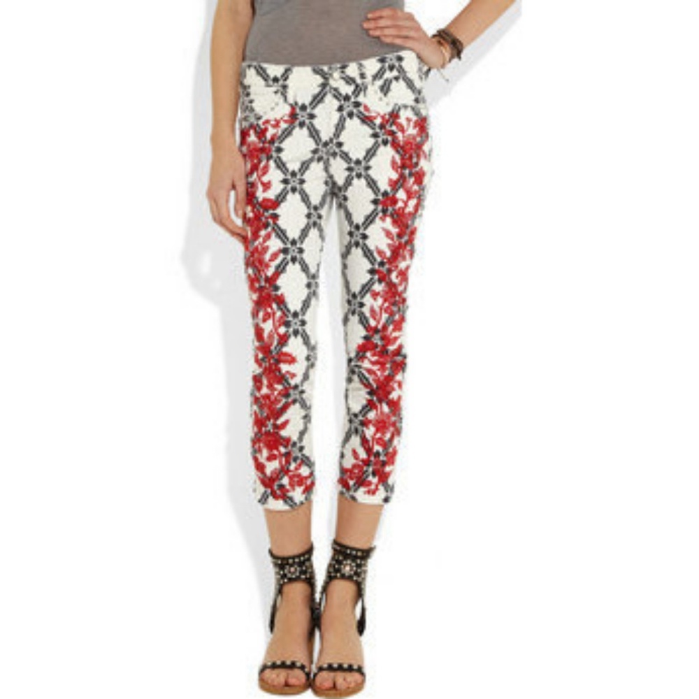 Isabel Marant Godart Embroidered Cropped Jeans